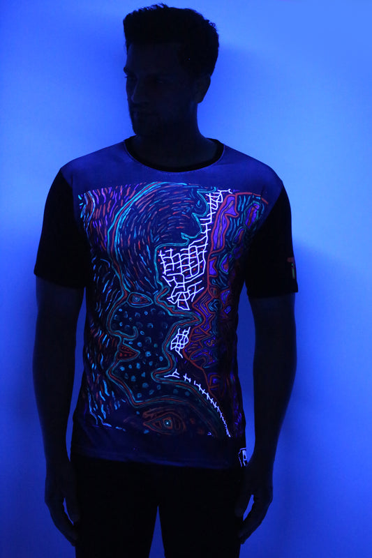 SHAMANIC SACRED FACES | UV Reactive Art | 210 GSM