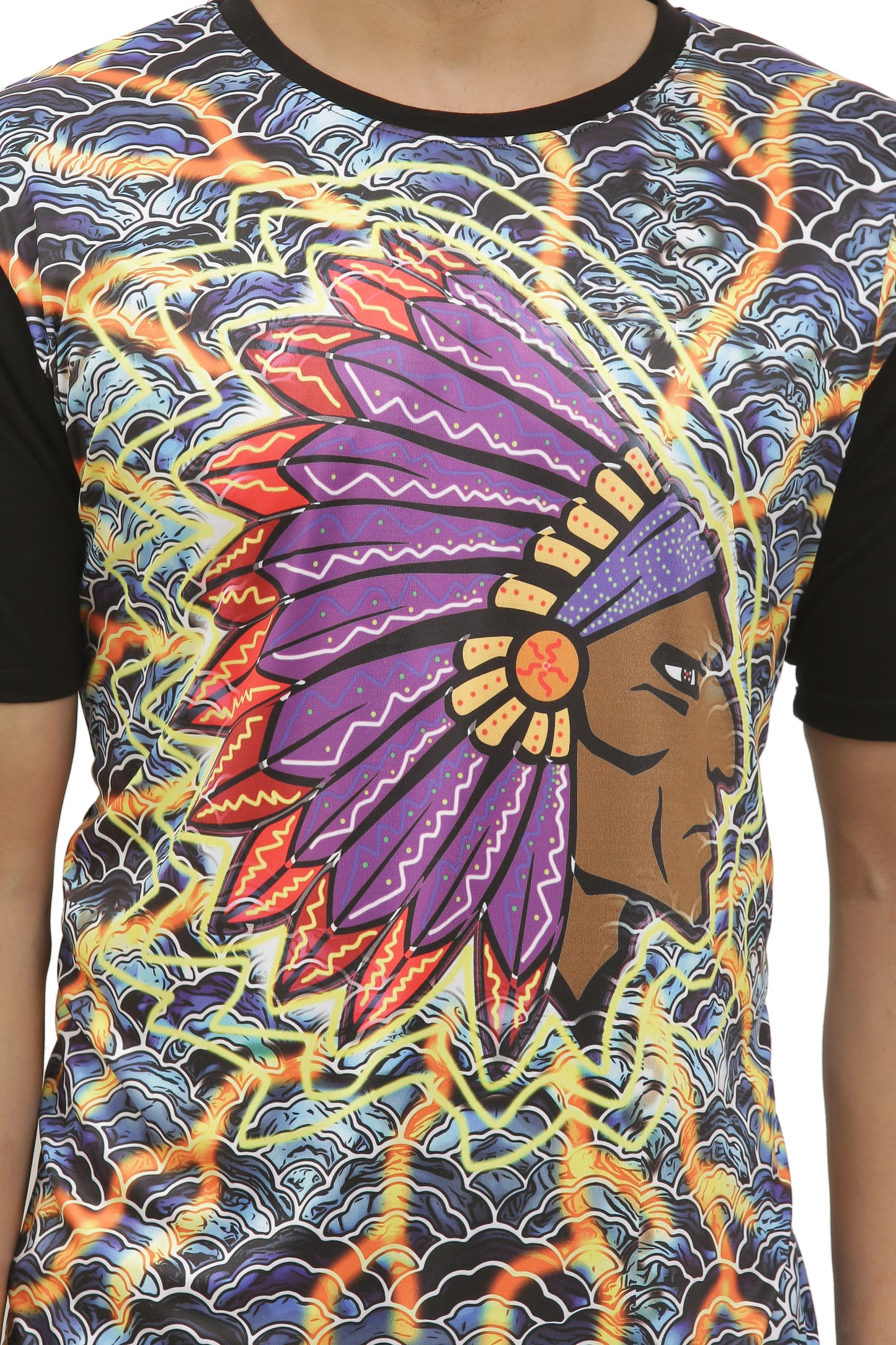 NATIVE-INSANE ART | UV Reactive | Dry Fit Micro & Bio-Washed Cotton | 210 GSM T-SHIRT