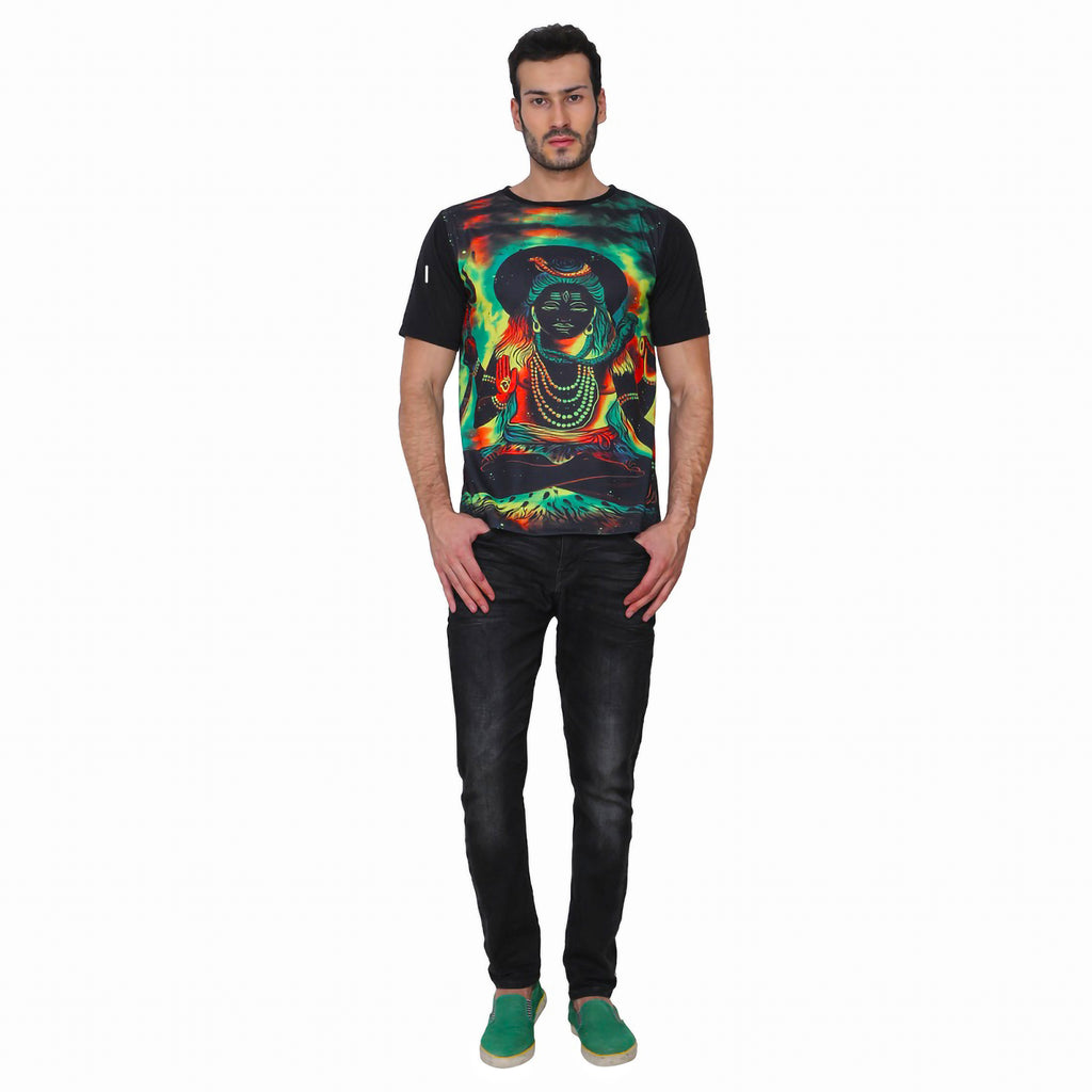 Psy Shiva Meditation | UV Reactive Art T-Shirt | 210 GSM