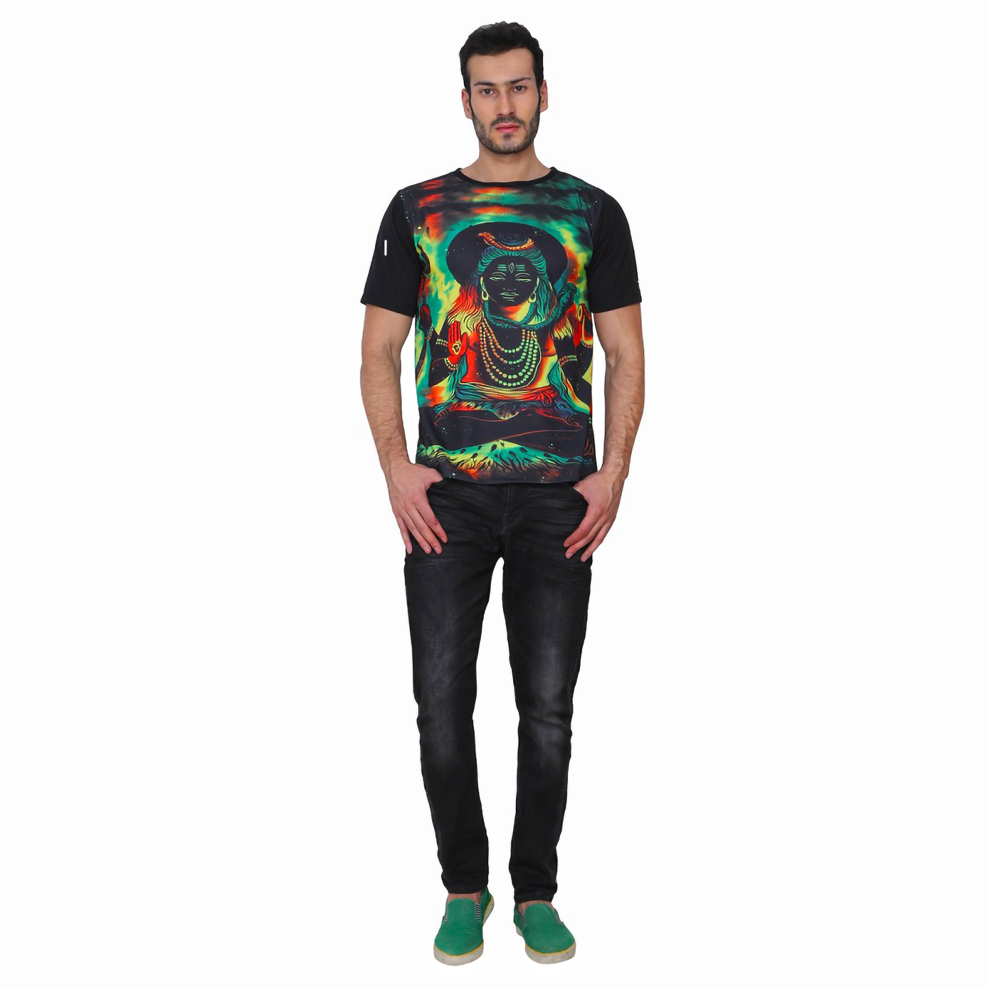 Psy Shiva Meditation | UV Reactive Art T-Shirt | 210 GSM