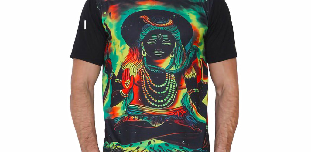 Psy Shiva Meditation | UV Reactive Art T-Shirt | 210 GSM