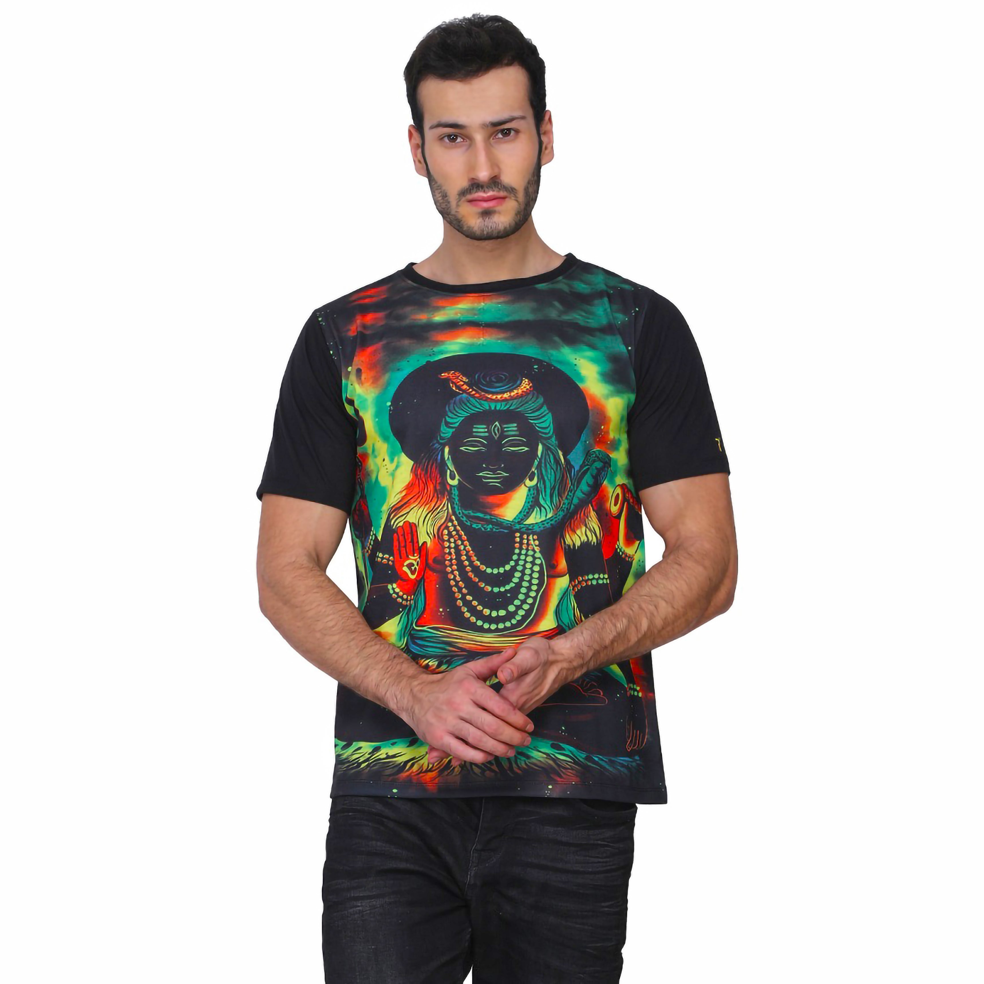 Psy Shiva Meditation | UV Reactive Art T-Shirt | 210 GSM