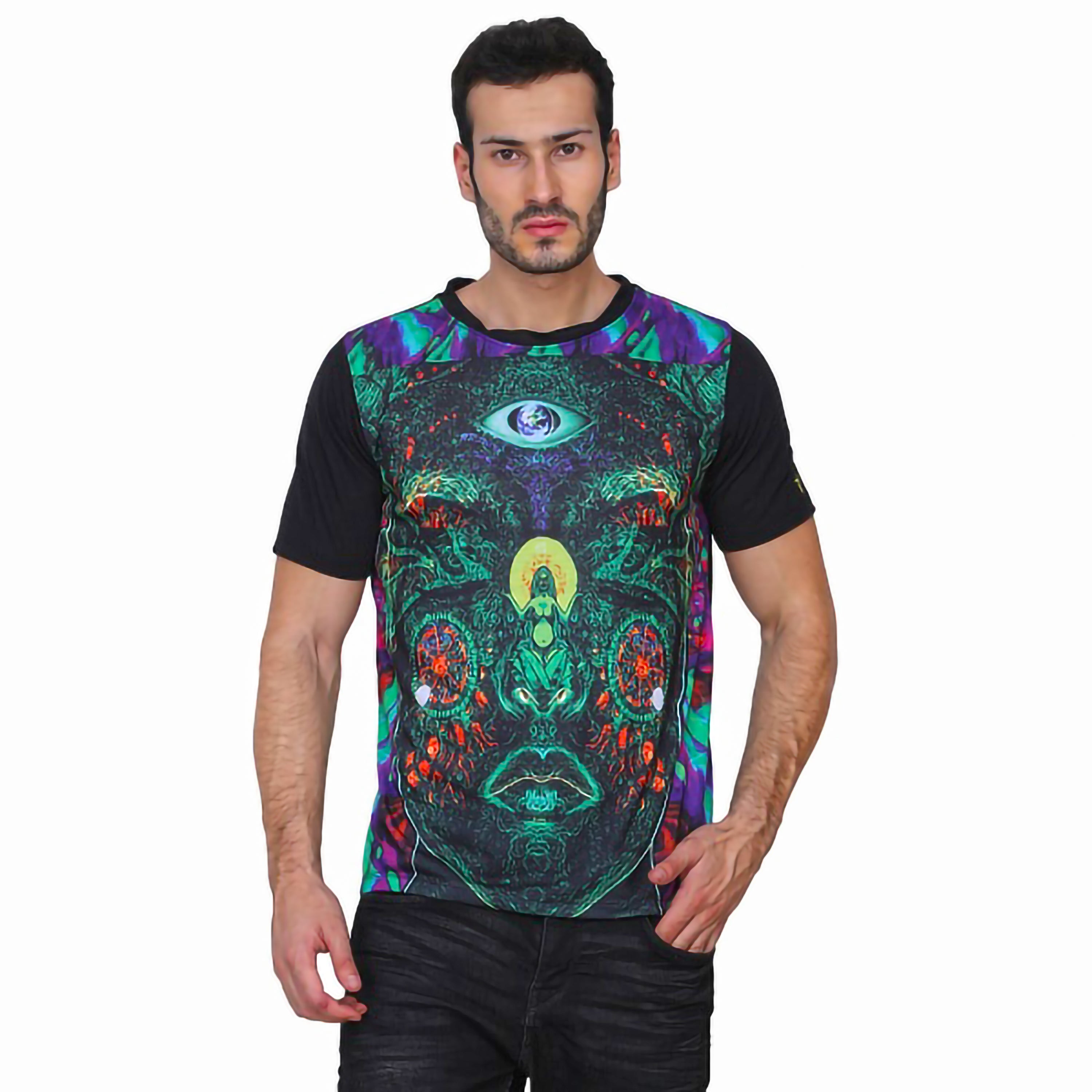 Face Intervention | UV Glow Design T-Shirt | 210 GSM