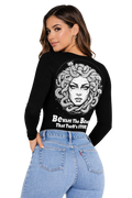 Beauty Stone Medusa | UV Reactive V-Neck Women's Tee | DTF Print Cotton Lycra