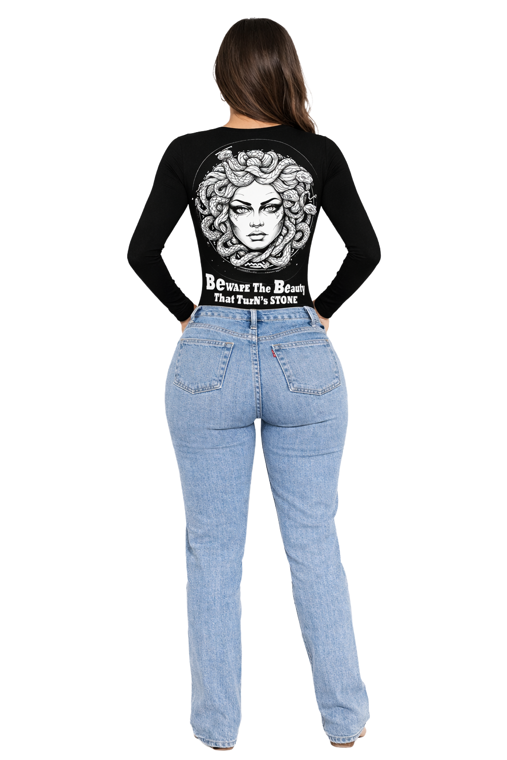 Beauty Stone Medusa | UV Reactive V-Neck Women's Tee | DTF Print Cotton Lycra