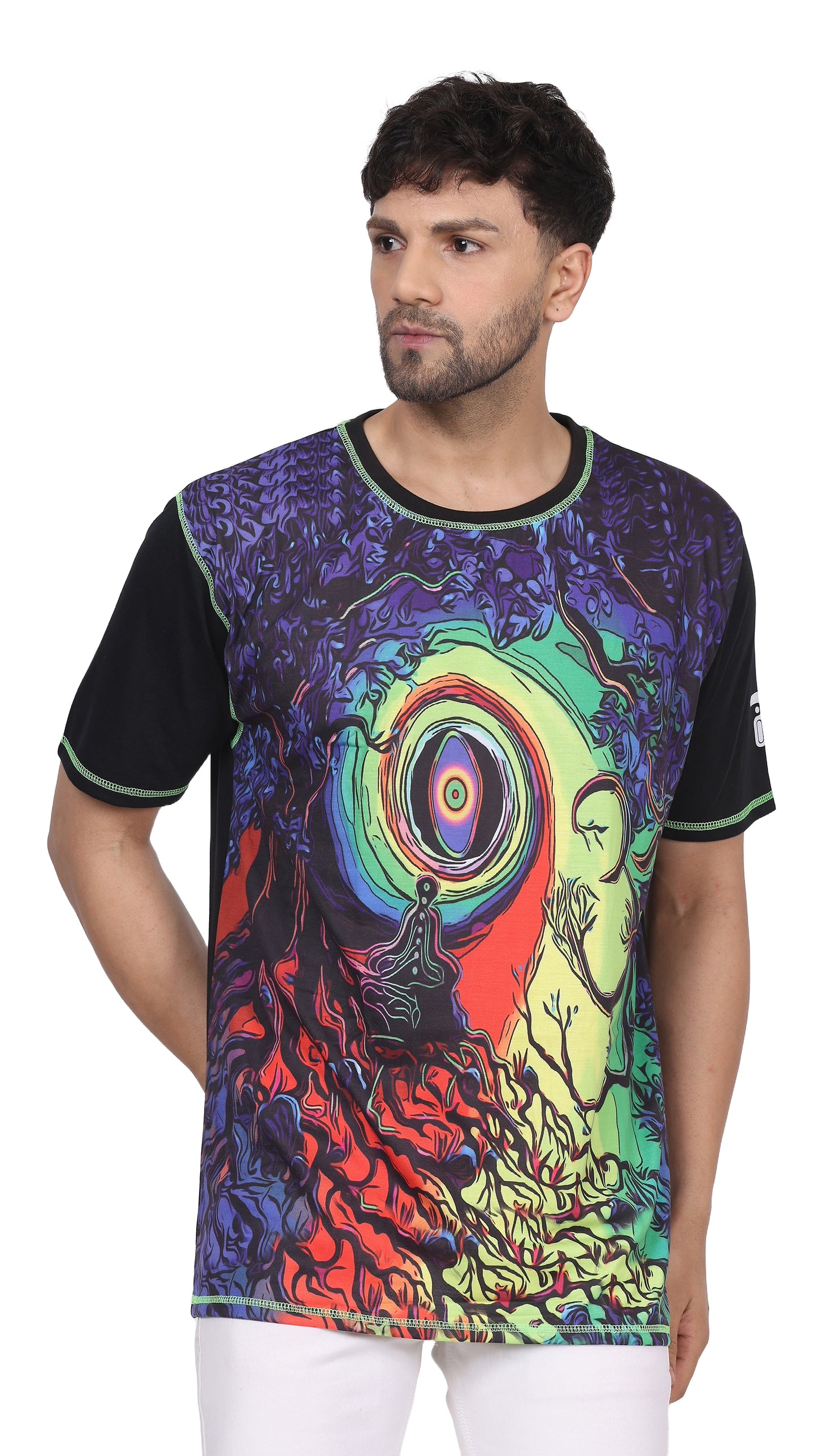 COSMIC  OM-MEDITATION | UV Glow Art | UNISEX T-shirt  | 210 GSM