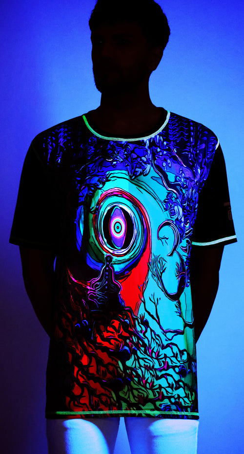 Cosmic Om Meditation | UV Glow Unisex T-Shirt | 210 GSM