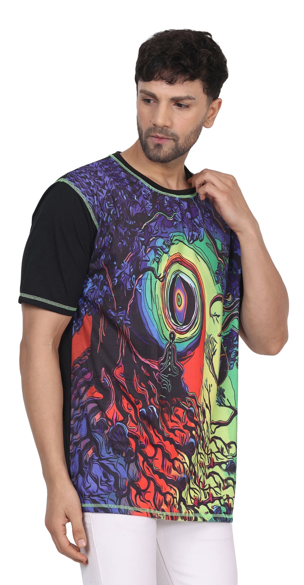 Cosmic Om Meditation | UV Glow Unisex T-Shirt | 210 GSM