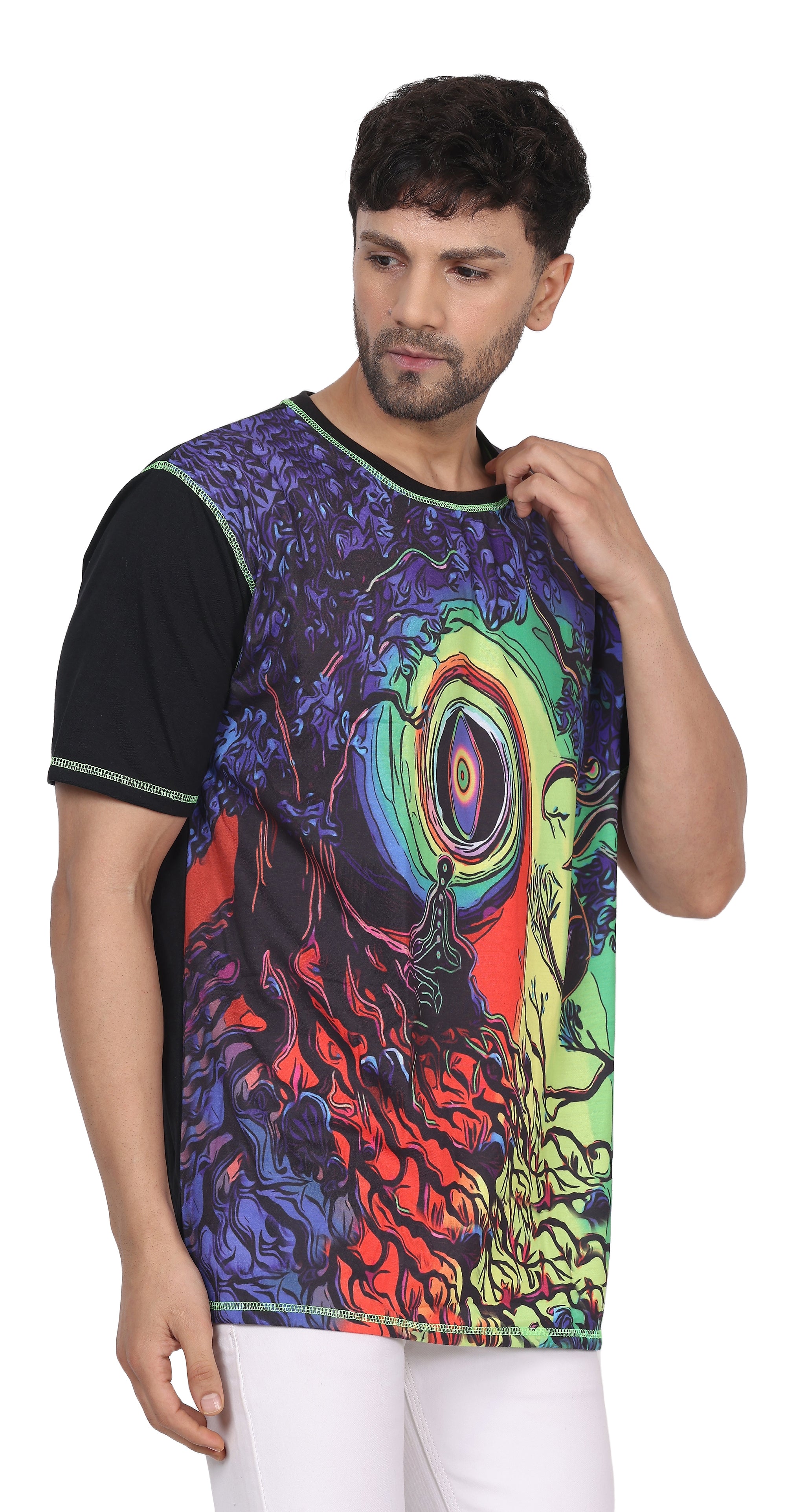Cosmic Om Meditation | UV Glow Unisex T-Shirt | 210 GSM