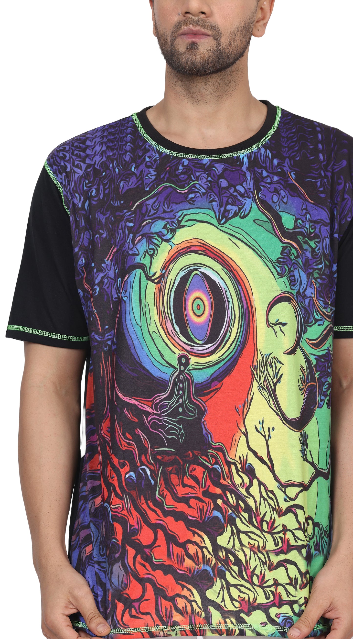 COSMIC  OM-MEDITATION | UV Glow Art | UNISEX T-shirt  | 210 GSM