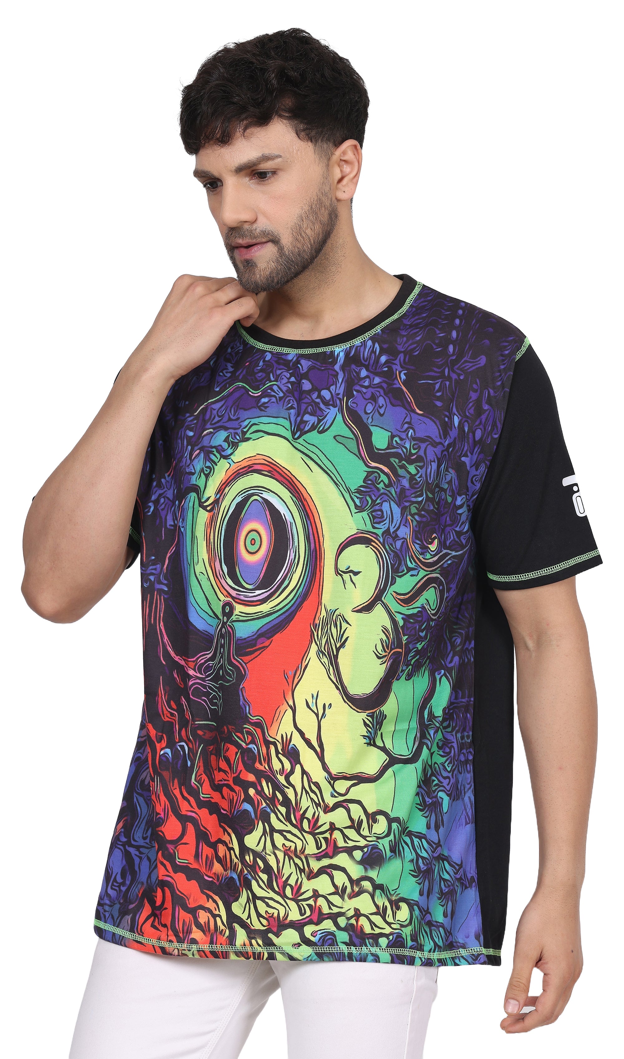 Cosmic Om Meditation | UV Glow Unisex T-Shirt | 210 GSM