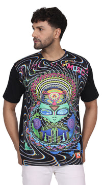 DJ Techno Alien | UV Glow Unisex T-Shirt | 210 GSM