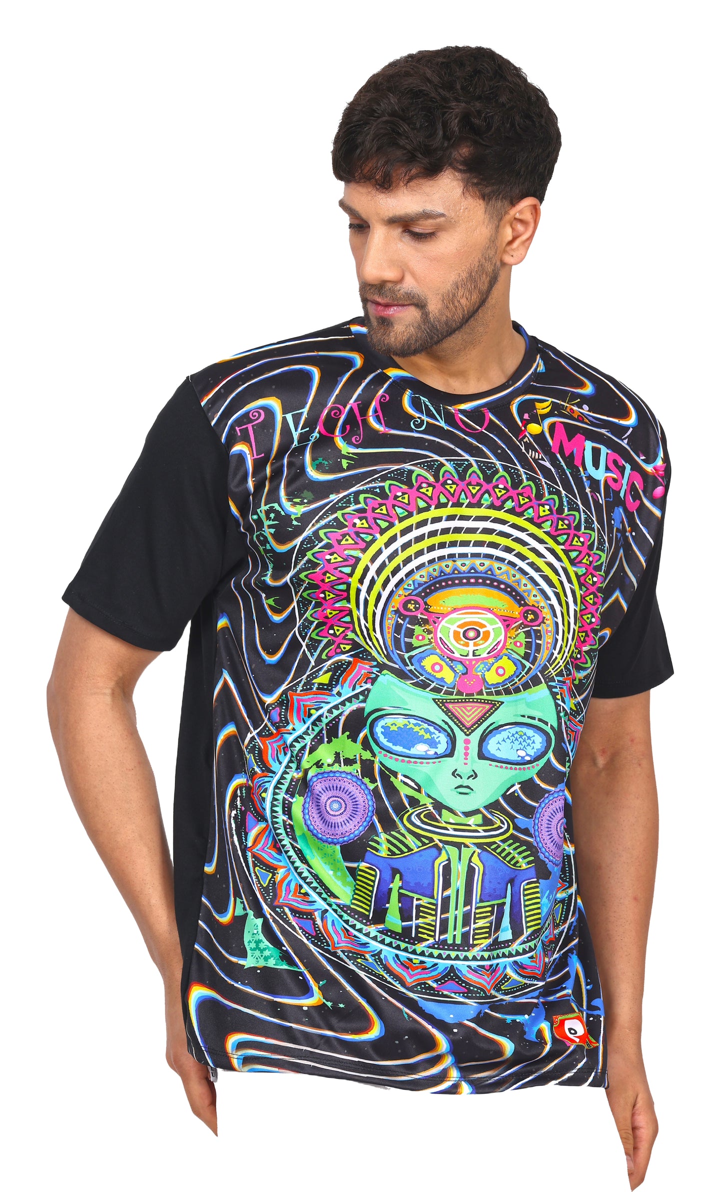 DJ TECHNO ALIEN | UV Glow Design | UNISEX T-SHIRT- 210 GSM | 210 GSM