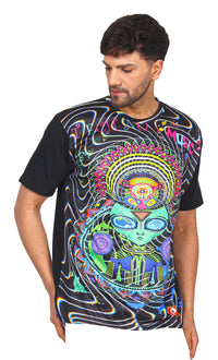 DJ Techno Alien | UV Glow Unisex T-Shirt | 210 GSM