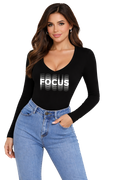 Focus | V-Neck Women's Graphic Tee | DTF Print Cotton Lycra