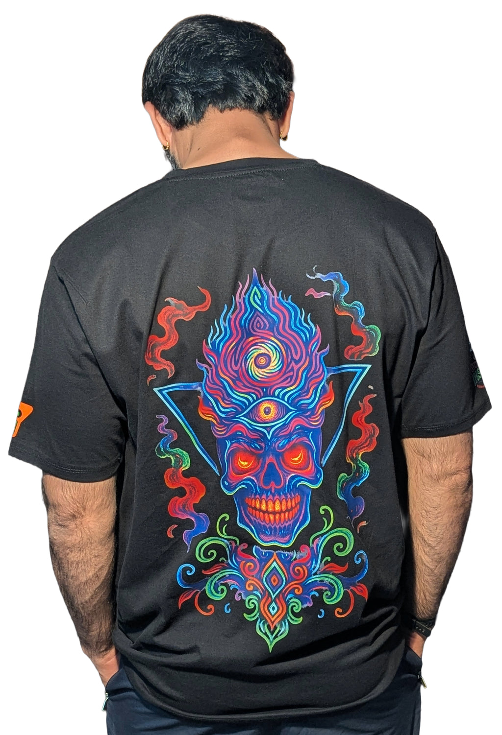 Halloween Skull | RGB Reactive Bio-Washed Cotton T-Shirt | 210 GSM