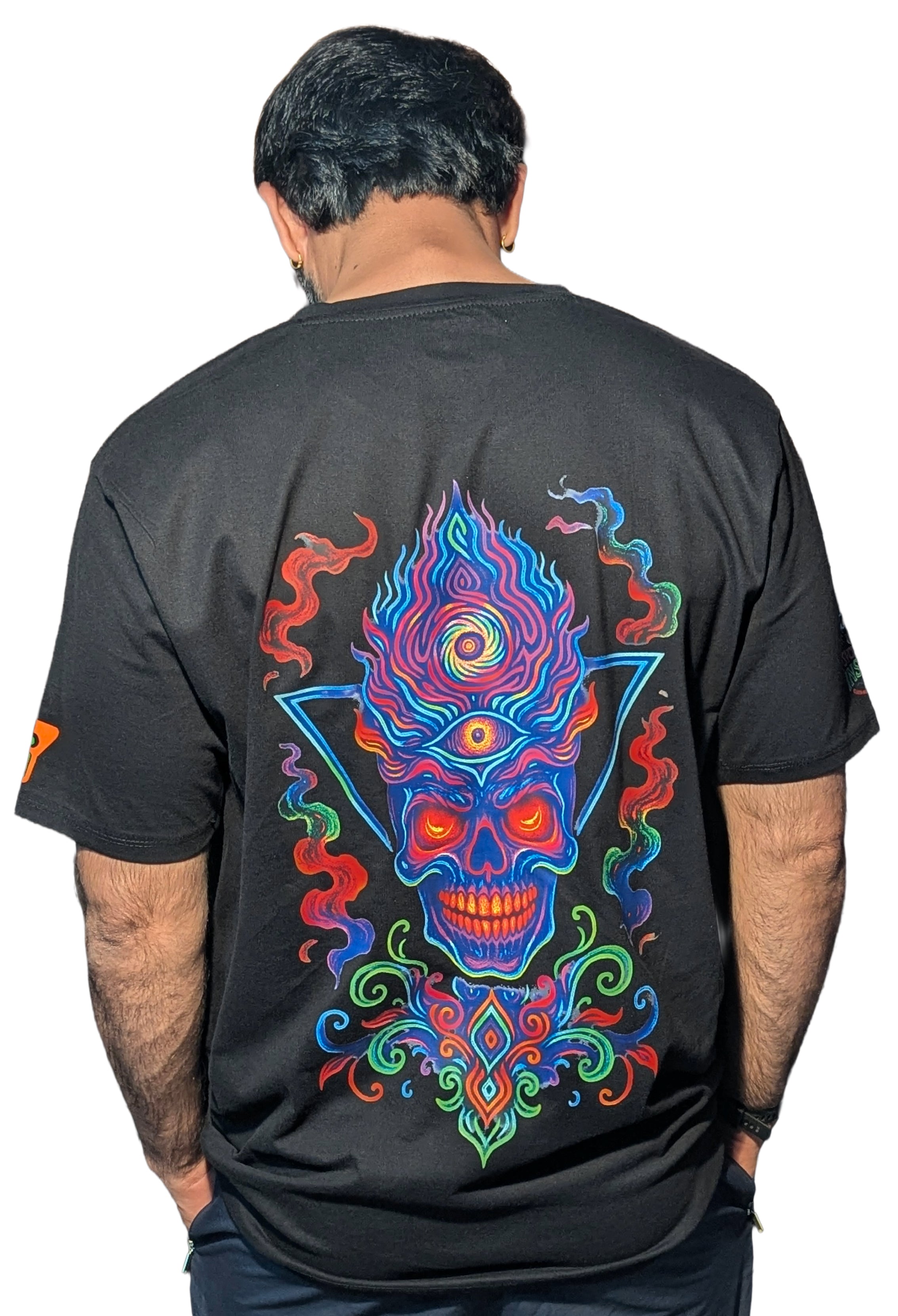 Halloween Skull | RGB Reactive Bio-Washed Cotton T-Shirt | 210 GSM