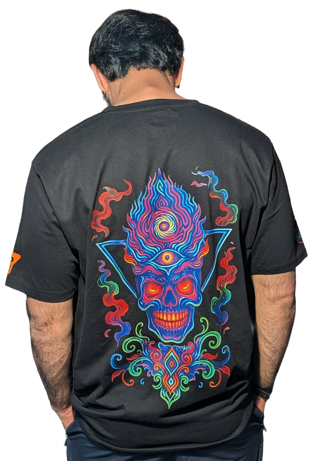 Halloween Skull | RGB Reactive Bio-Washed Cotton T-Shirt | 210 GSM