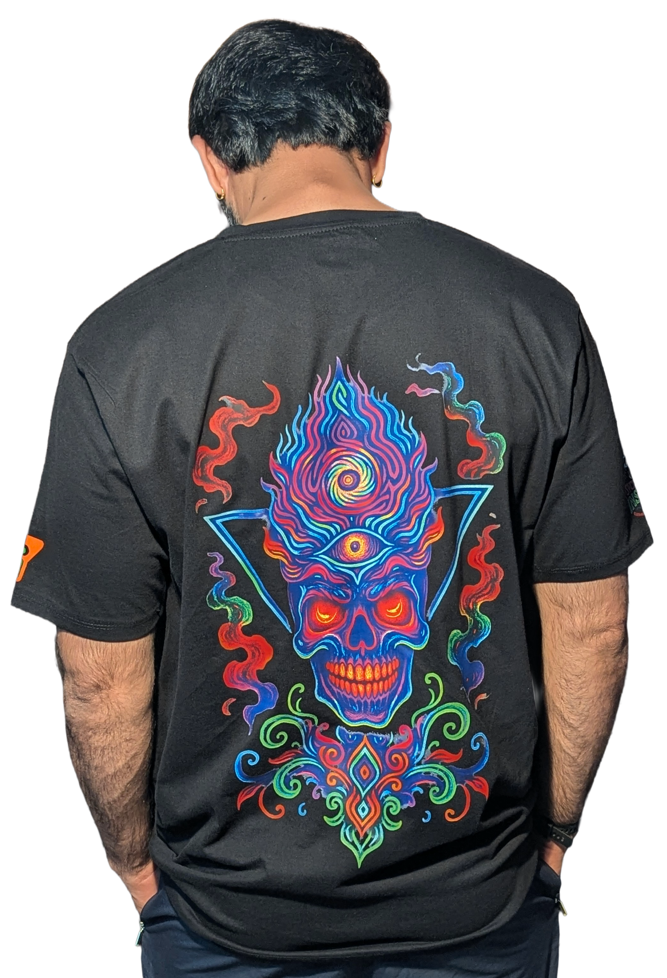 Halloween Skull | RGB Reactive Bio-Washed Cotton T-Shirt | 210 GSM