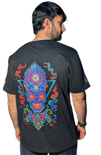 Halloween Skull | RGB Reactive Bio-Washed Cotton T-Shirt | 210 GSM
