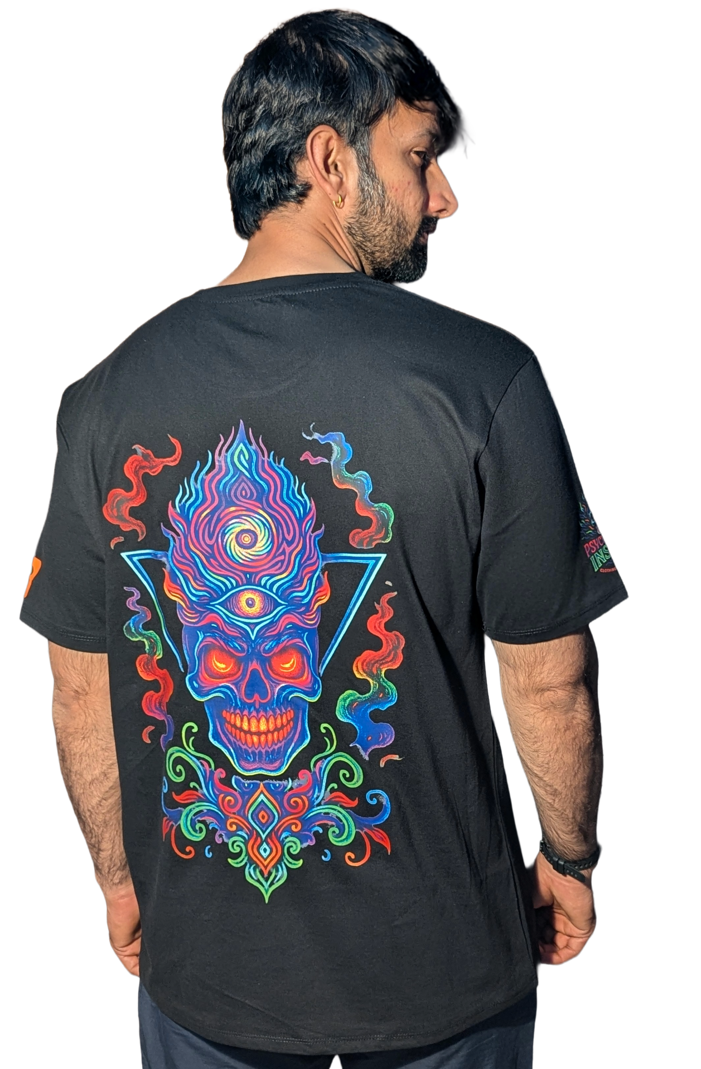 Halloween Skull | RGB Reactive Bio-Washed Cotton T-Shirt | 210 GSM