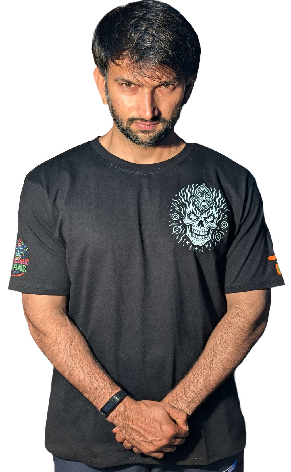 Halloween Skull | RGB Reactive Bio-Washed Cotton T-Shirt | 210 GSM