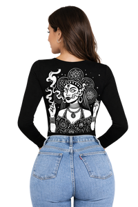 HighVibes | V-Neck Full Sleeve Women's Tee | DTF Print Cotton Lycra