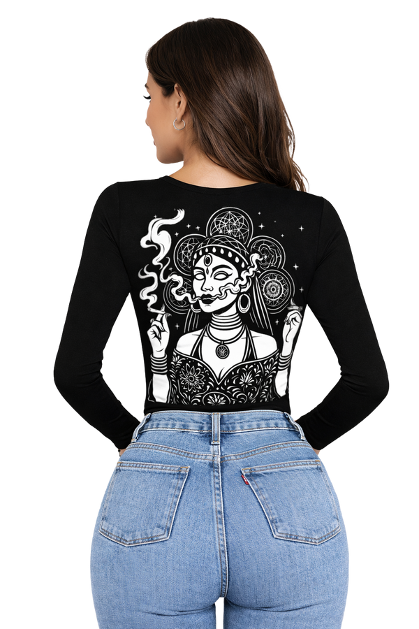 HighVibes | V-Neck Full Sleeve Women's Tee | DTF Print Cotton Lycra