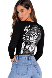 HighVibes | V-Neck Full Sleeve Women's Tee | DTF Print Cotton Lycra