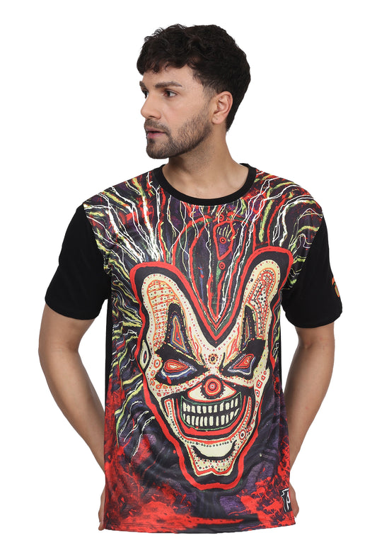 PSY INSANE JOKER-EVIL-LAUGH | UV REACTIVE ART |  RAVE EDITION  | T-SHIRT  | 210 GSM