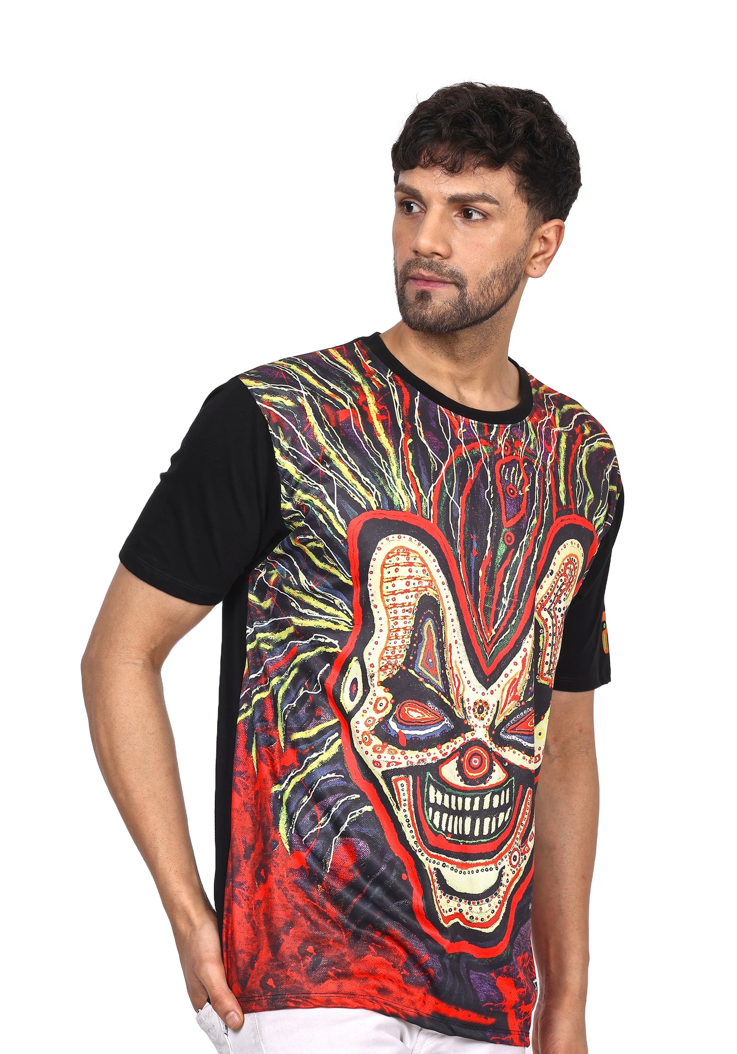 PSY INSANE JOKER-EVIL-LAUGH | UV REACTIVE ART |  RAVE EDITION  | T-SHIRT  | 210 GSM