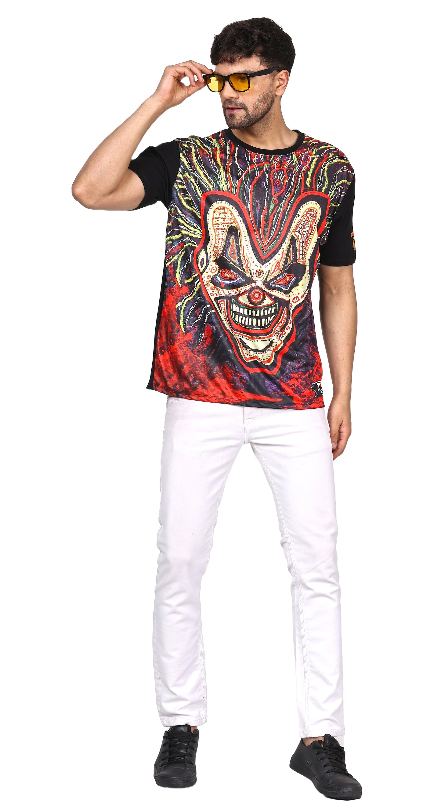 PSY INSANE JOKER-EVIL-LAUGH | UV REACTIVE ART |  RAVE EDITION  | T-SHIRT  | 210 GSM