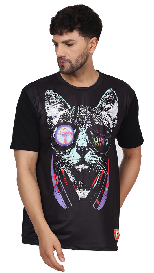 PSY DJ-PUSSY | UV Reactive Art | UNISEX T-SHIRT  | 210 GSM