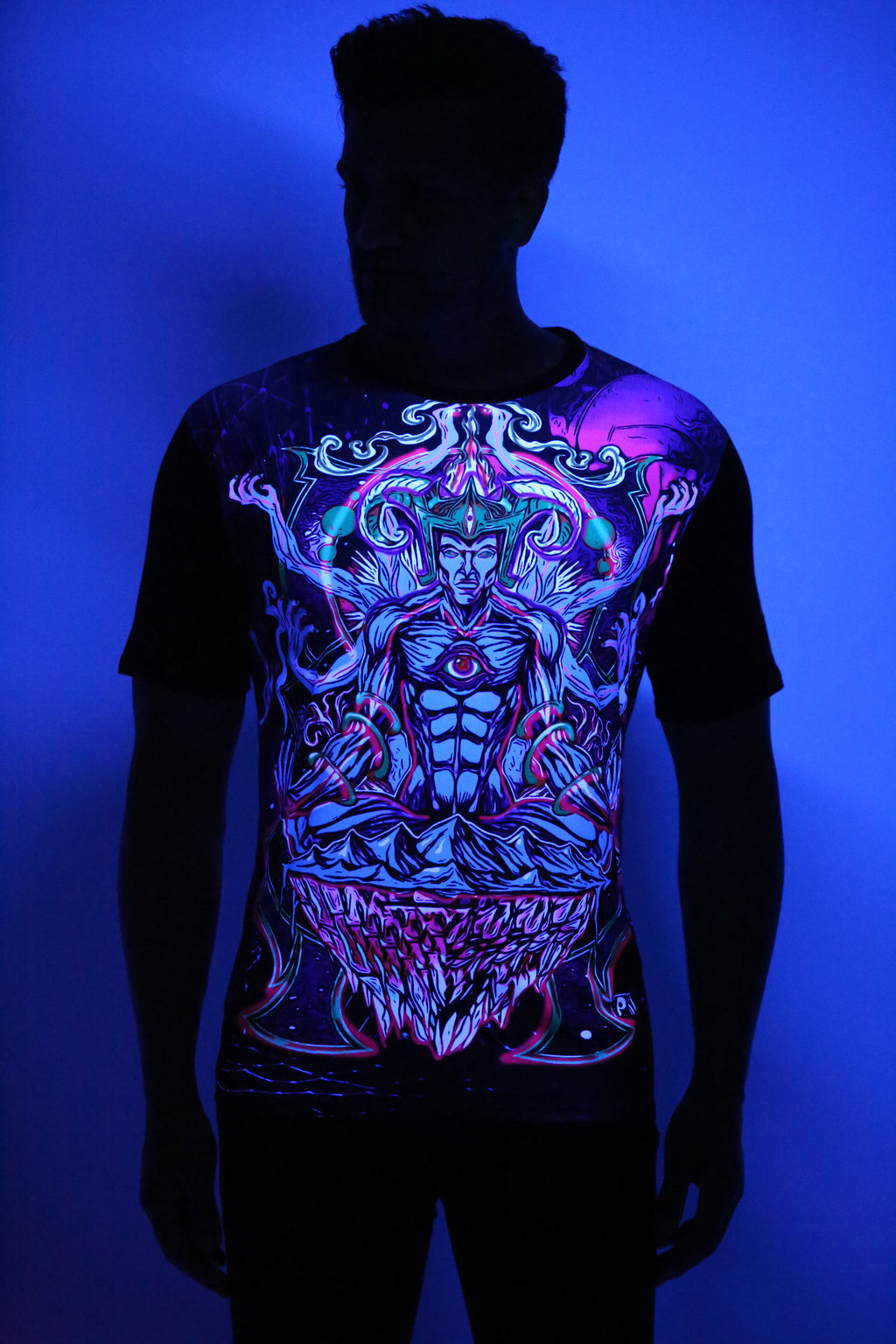 Shiva Anger Meditation | UV Reactive Art T-Shirt | 210 GSM