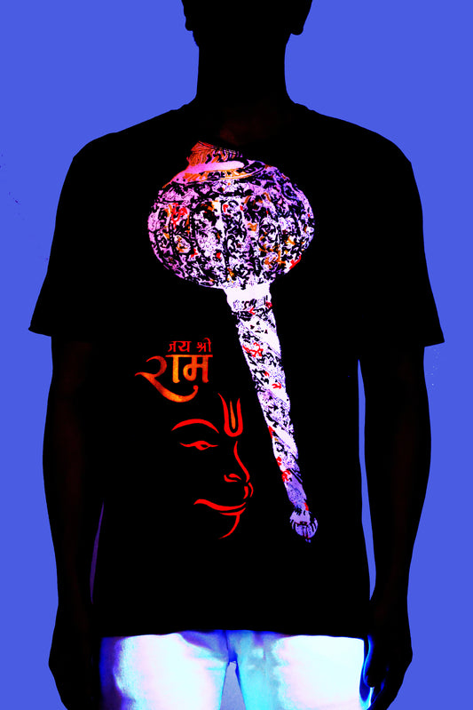 PSY HANUMAN-GADA | UV Glow Design | UNISEX T-SHIRT | 210 GSM