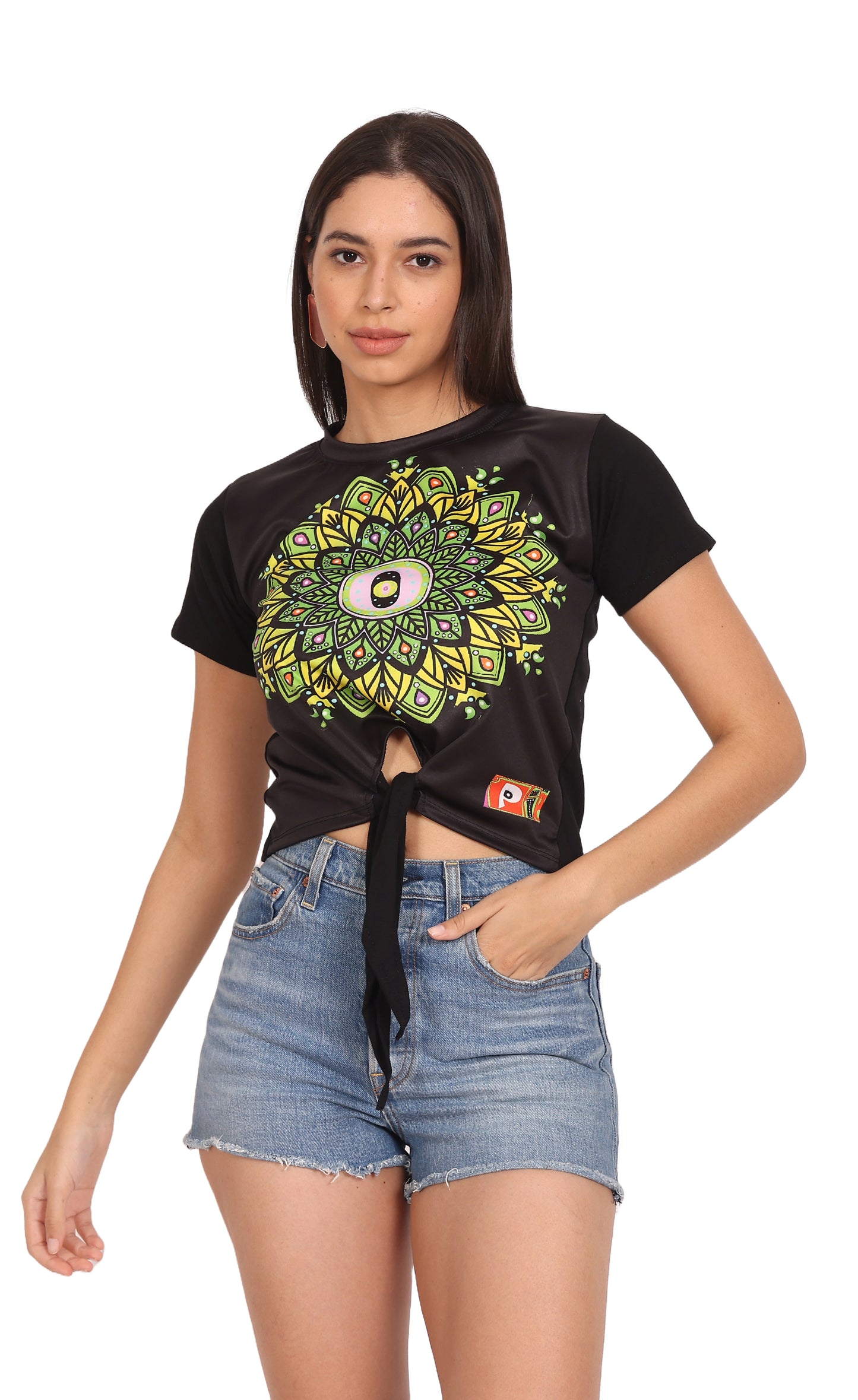 Mandala Portal | UV Reactive Crop Top | Sacred Geometry Festival Clothing