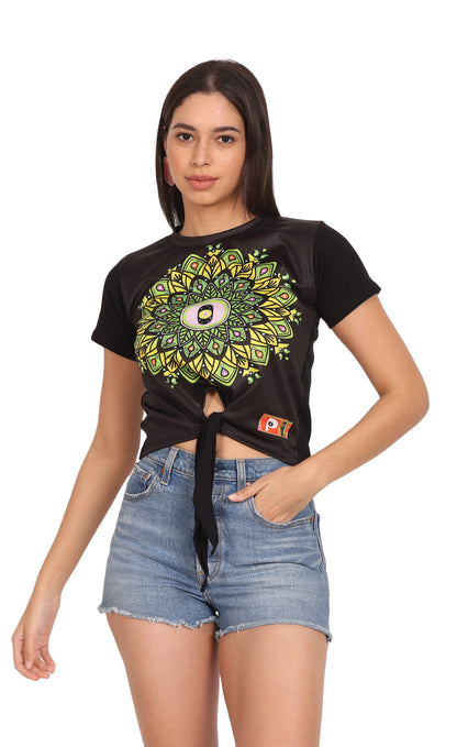 Mandala Portal | UV Reactive Crop Top | Sacred Geometry Festival Clothing