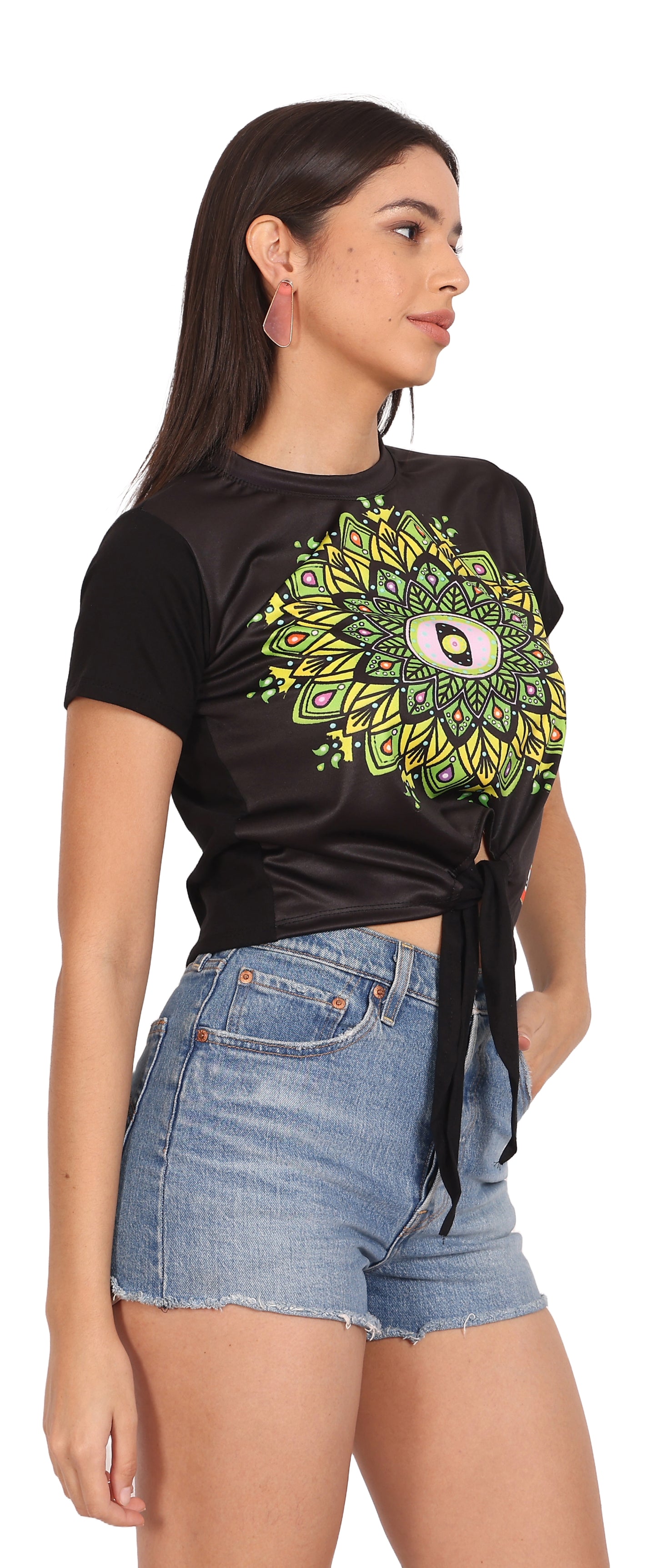 Mandala Portal | UV Reactive Crop Top | Sacred Geometry Festival Clothing