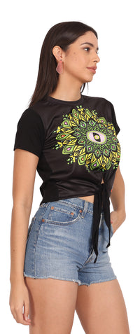 Mandala Portal | UV Reactive Crop Top | Sacred Geometry Festival Wear