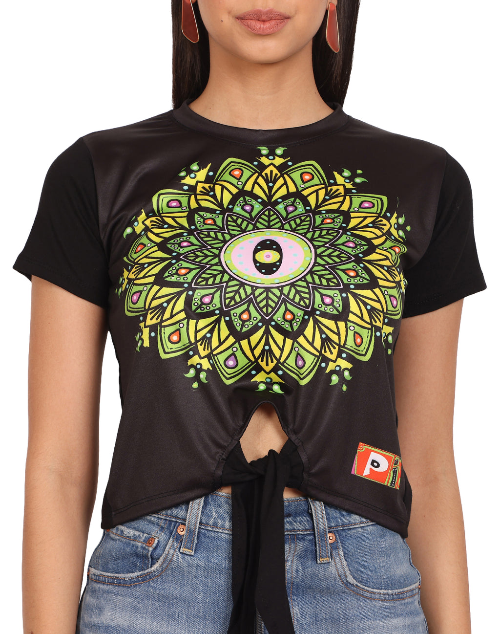 Mandala Portal | UV Reactive Crop Top | Sacred Geometry Festival Wear