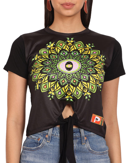 Mandala Portal | UV Reactive Crop Top | Sacred Geometry Festival Clothing