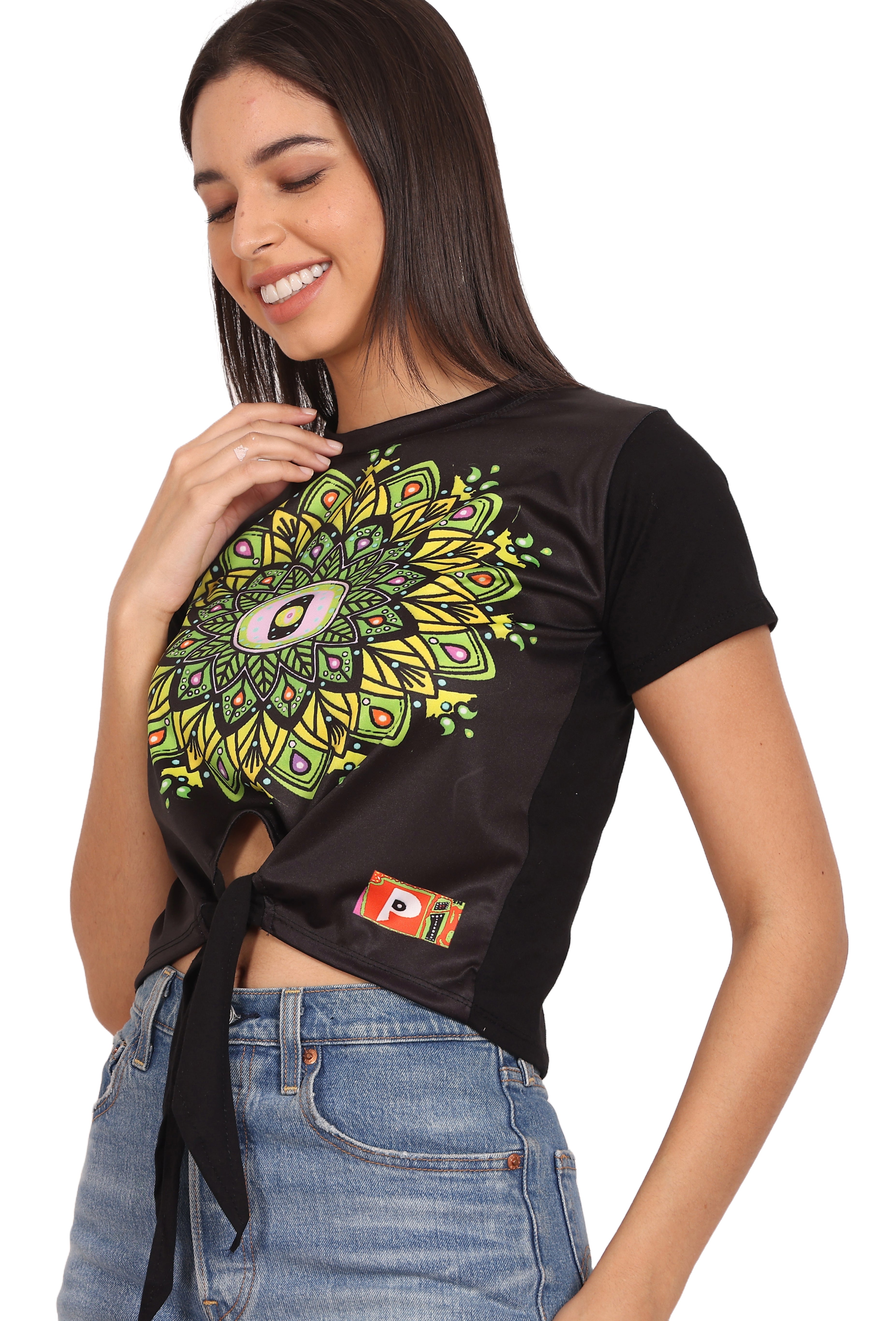 Mandala Portal | UV Reactive Crop Top | Sacred Geometry Festival Wear
