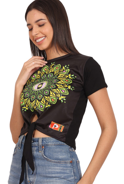 Mandala Portal | UV Reactive Crop Top | Sacred Geometry Festival Clothing