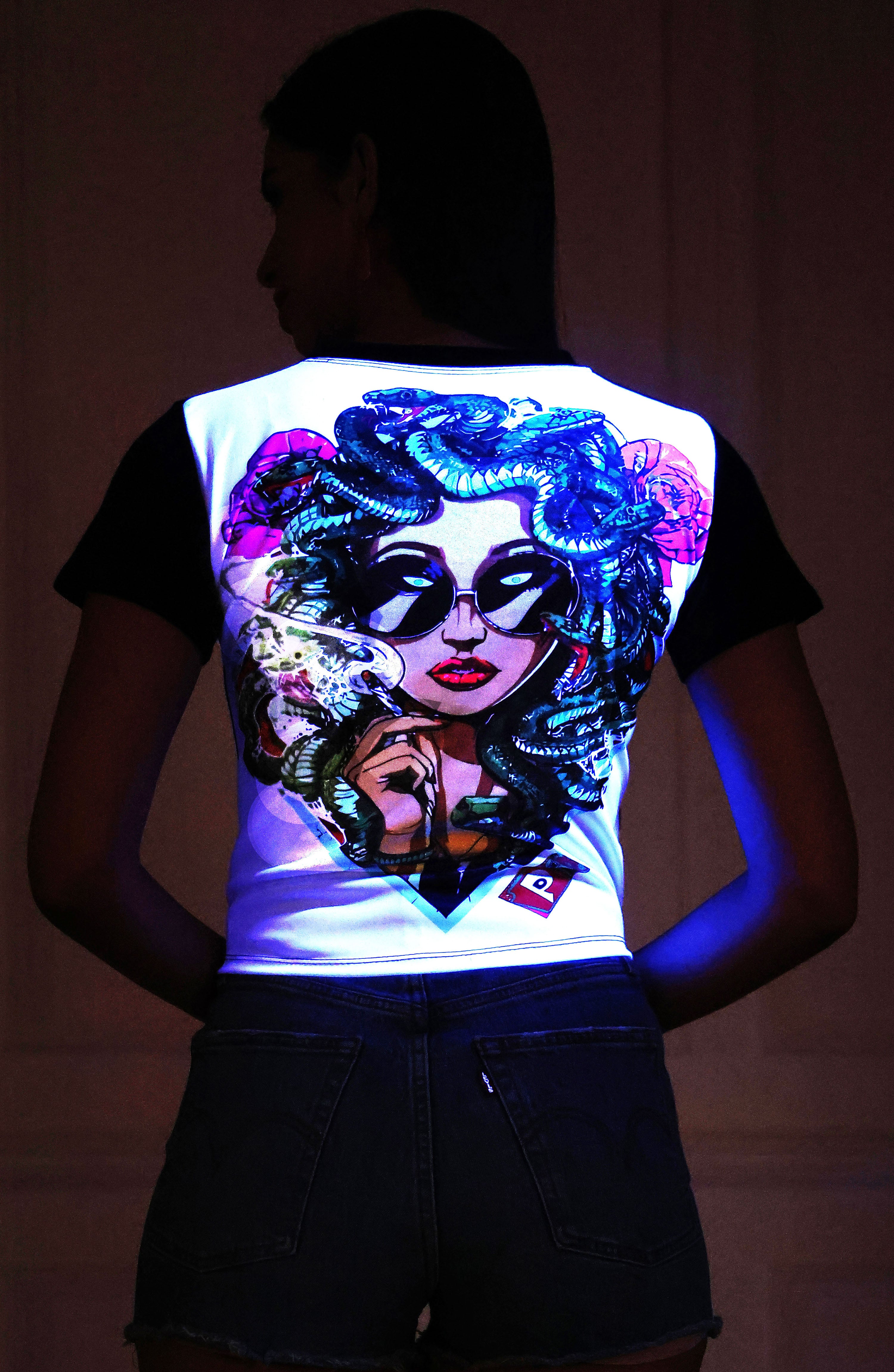 Modern Medusa | UV Reactive Crop Top | Festival & Streetwear