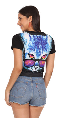 Psy Meow Art | UV Glow Crop Top | 210 GSM
