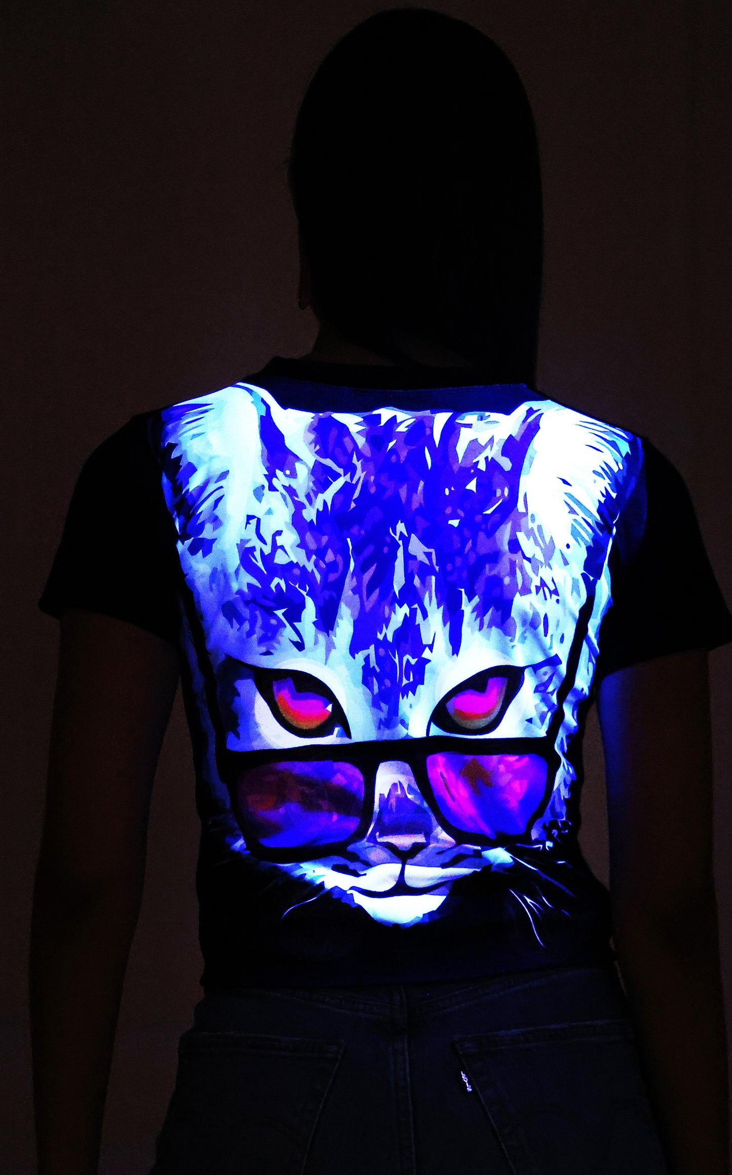 PSY MEOW ART | UV Glow Design | CROP TOP | 210 GSM