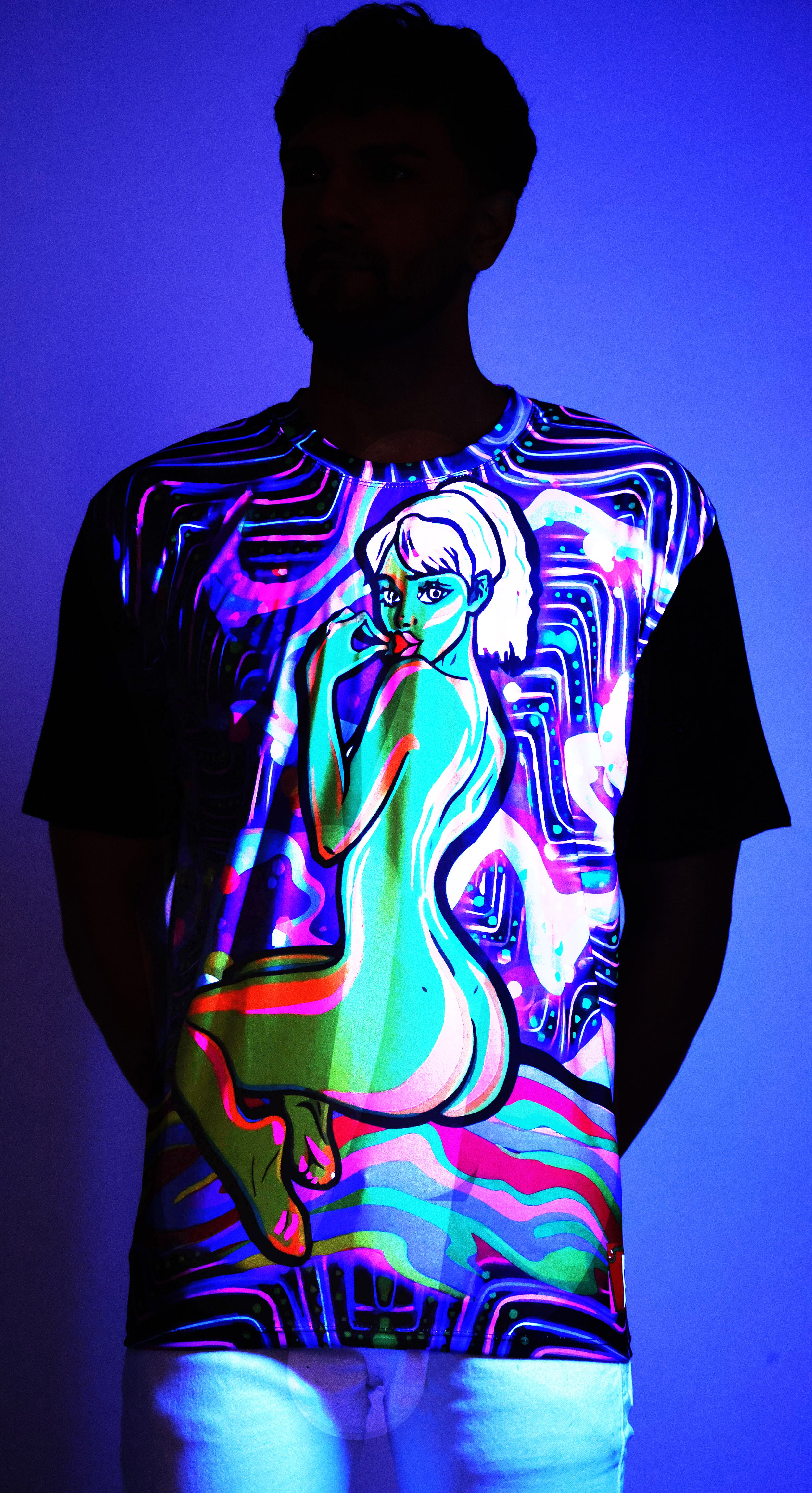 Psy Naughty Peace | UV Reactive Unisex T-Shirt | 210 GSM