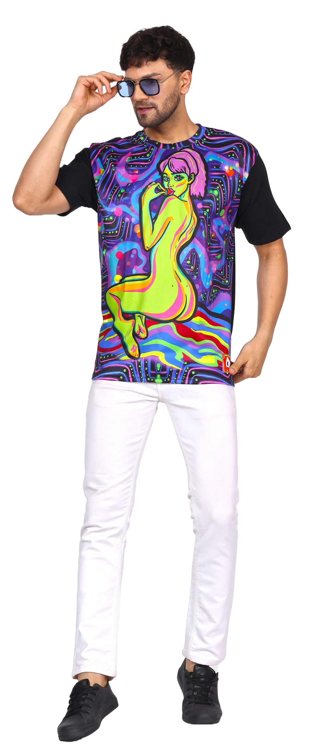 Psy Naughty Peace | UV Reactive Unisex T-Shirt | 210 GSM