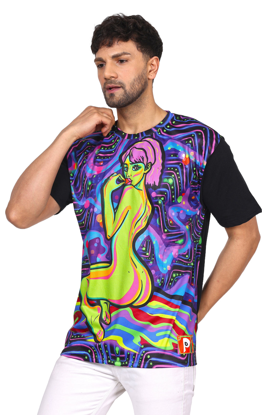 Psy Naughty Peace | UV Reactive Unisex T-Shirt | 210 GSM