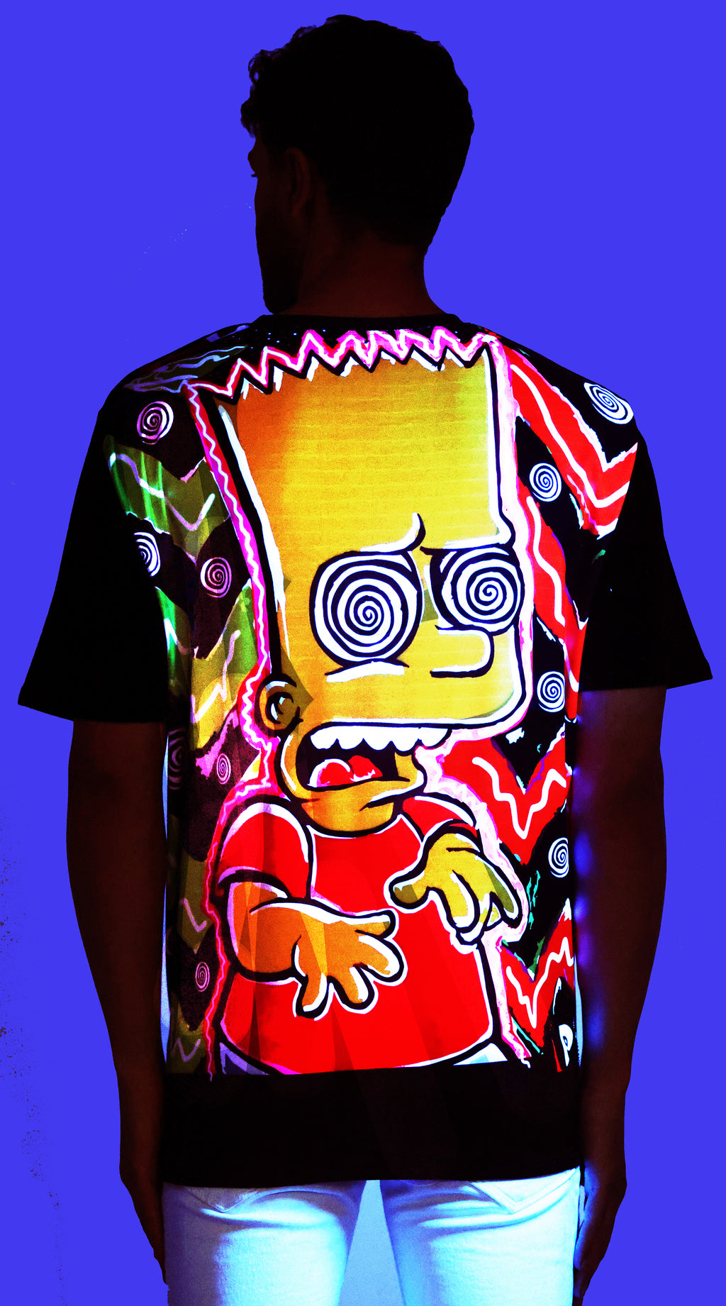 Bart Simpson Tripping Reverse | UV Reactive Party T-Shirt | 210 GSM